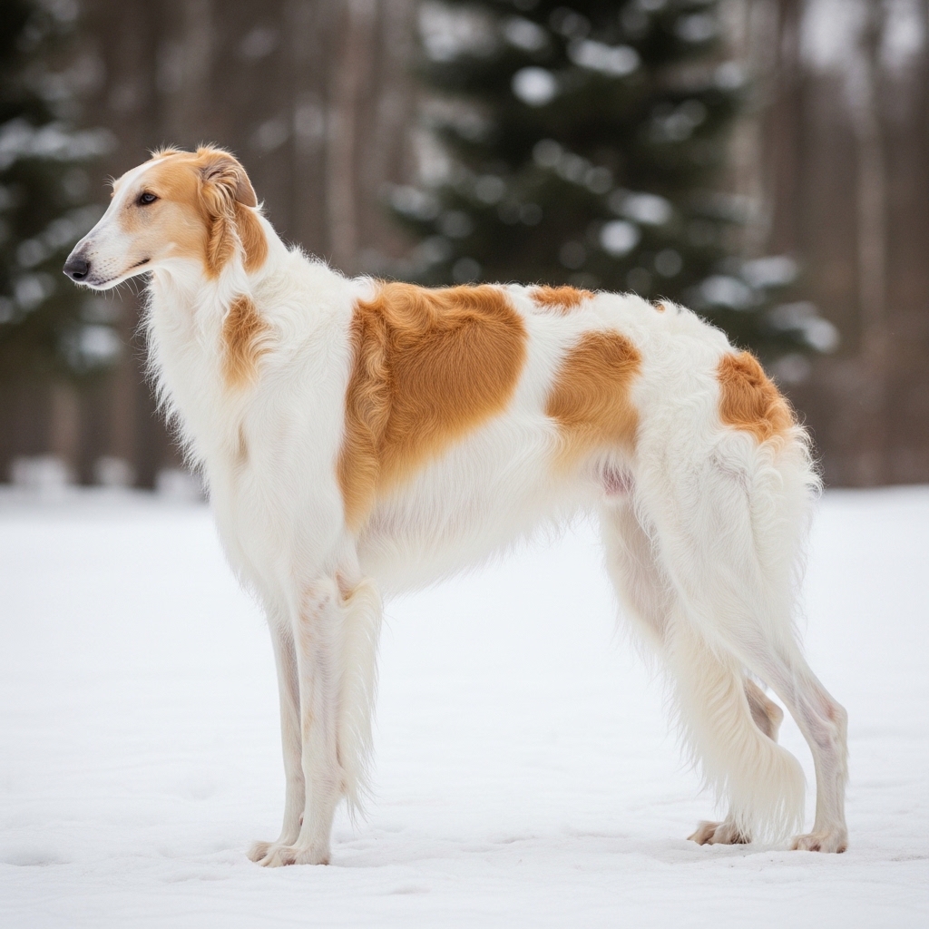 Borzoi - Білий з палевими плямами
